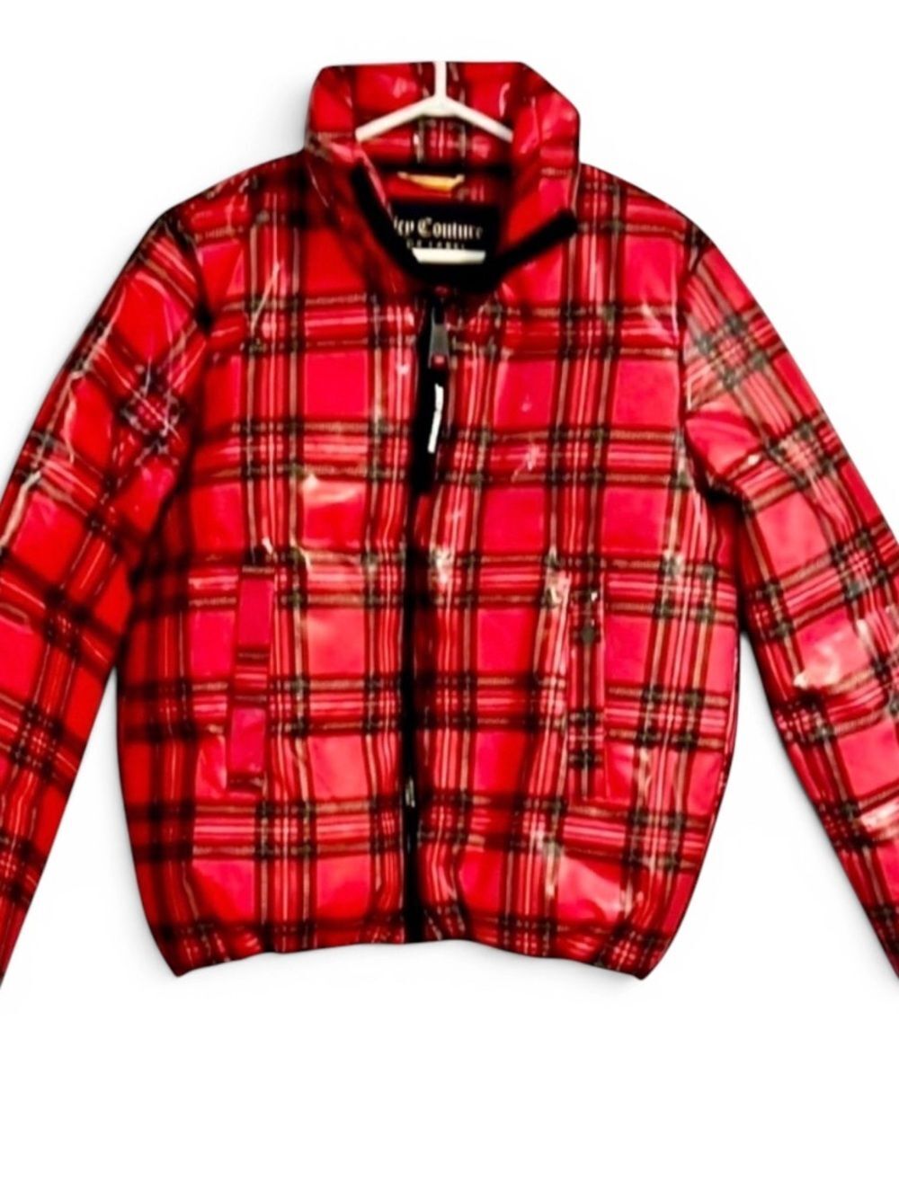 🛍️Juicy Couture Black Label Red Plaid Puffer Jacket - New